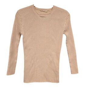 Everlane Women’s The Cotton Rib Crew Ribbed Sweater Organic Cotton Tan Beige L
